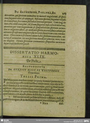 Dissertatio Harmonica XLIX. De Peste