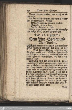 Das XXX. Capitel; Vom Blut-Speyen und Blut-Brechen