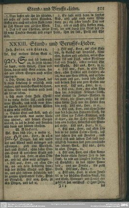 XXXIII. Stand- und Beruffs-Lieder
