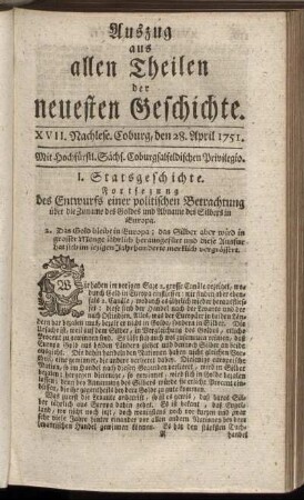 XVII. Nachlese. Coburg, den 28. April 1751.