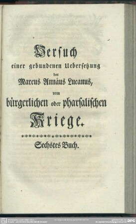 Sechstes Buch