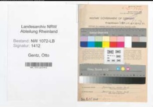 Entnazifizierung Otto Gentz , geb. 14.06.1897 (Ingenieur)