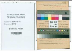 Entnazifizierung Albert Behrens , geb. 25.03.1908 (Zollsekretaer)