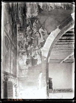 evangelische Friedhofkirche; Wandbild im Schiff, Chorwand