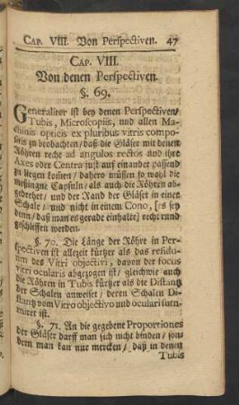 Cap. VIII. Von denen Perspectiven