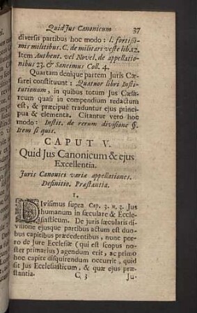 Caput V. Quid Jus Canonicum & ejus Excellentia.