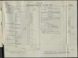 Zweiganstalt. Rechnungsabschluß für das Jahr 1913.