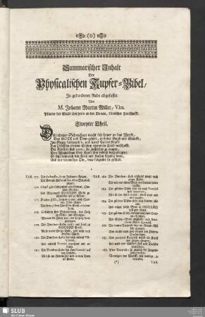 Summarischer Inhalt Der Physicalischen Kupfer-Bibel, In gebundener Rede abgefasset