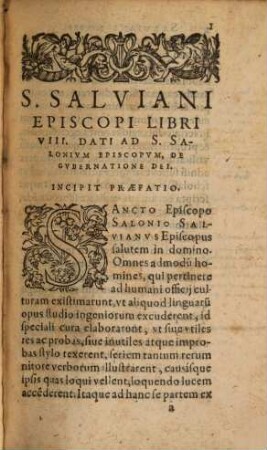 De gubernatione Dei ... libri VIII