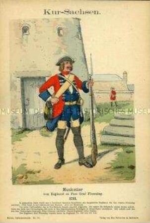 Uniformdarstellung, Musketier, Kurfürstentum Sachsen, 1711.