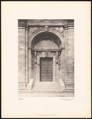 Großherzogliches Museum, Darmstadt: Hauptportal (aus: Alfred Messel, 1912)