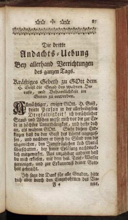 Die dritte Andachts-Uebung Bey allerhand Verrichtungen des ganzen Tags.