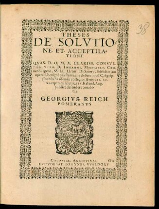 Theses De Solutione. Et. Acceptilatione.