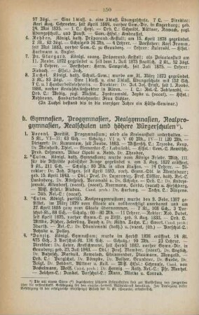 b. Gymnasien, Progymnasien, Realgymnasien, Realprogymnasien, Realschulen und höhere Bürgerschulen