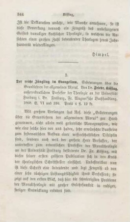 344-355 [Rezension] Kössing, Friedrich, Der reiche Jüngling im Evangelium