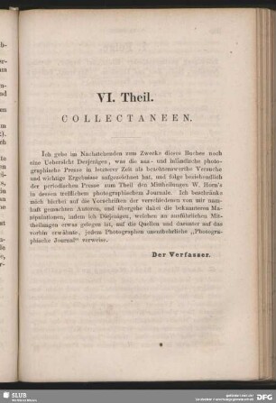 VI. Theil: Collectaneen