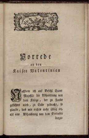 Vorrede an den Kaiser Valentinian