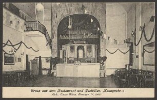 Ansichtskarte Bühne der Festsäle von Oscar Böhm, Naunynstraße 6