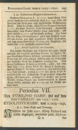 Periodus VII. Von Rudolpho Habsp. bis auf den Todt Caroli IV. von 1273 -- 1378.