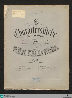 Sechs Charakterstücke für das Pianoforte : Op. 2