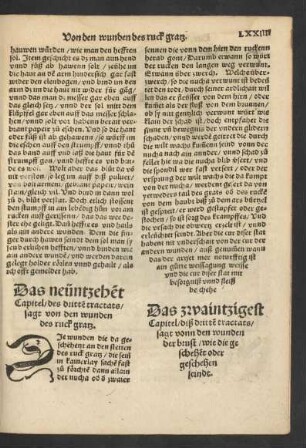 Das neüntzehent Capitel/ des dritten tractats/ sagt von den wunden des ruck gratz.