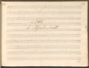 Exsultate Deo, V (4), RosS 522/25 - BSB Mus.ms. Mm 955 : [3.][title, score, f.125:] Mottetti di Aleßandro Scarlatti