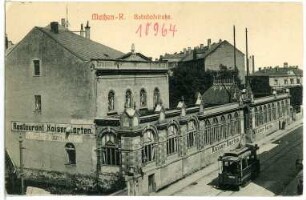 Meißen. Bahnhofstraße, Rest. Kaisergarten, Straßenbahn
