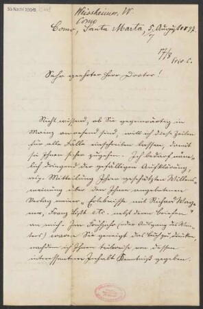 Brief an Ludwig Strecker  und B. Schott's Söhne : 05.08.1897