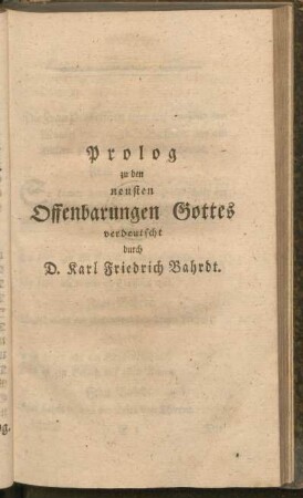 Prolog zu dem neuesten Offenbarungen Gottes