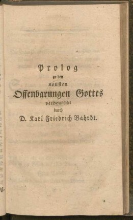 Prolog zu dem neuesten Offenbarungen Gottes