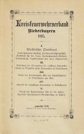 Jahres-Bericht des Kreis-Feuerwehr-Verbandes Niederbayern. 1895 (1896)