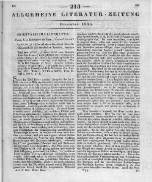Silvestre de Sacy, A. I.: Grammaire Arabe a l'usage des élèves de l'École Spéciale des Langues Orientales Vivantes. 2. Ausg.. Tom. 1-2. Paris: De Bure 1831