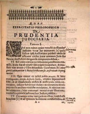 Exercitatio philos. de prudentia iudiciaria