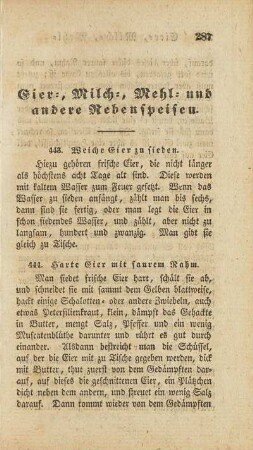 Eier-, Milch-, Mehl- und andere Nebenspeisen