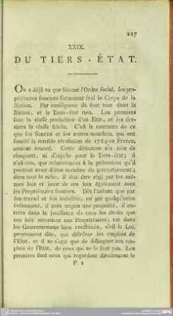 XXIX. Du Tiers-État