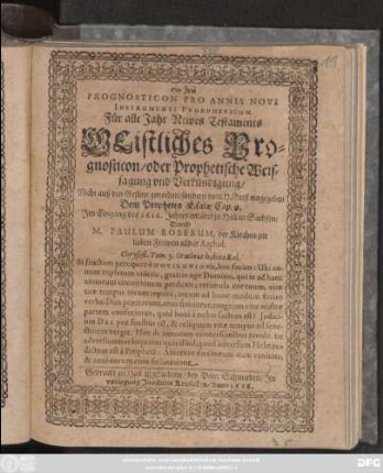 Prognosticon Pro Annis Novi Instrumenti Prorpheticum