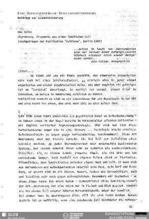 Abgrenzung : Fragmente aus einem ländlichen Exil