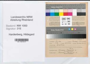 Entnazifizierung Hildegard Hardenberg, geb. 19.04.1916 (Kontoristin)