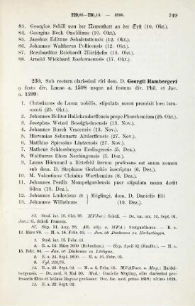 749-756, Matrikel 230, 1-74 (1598/99) und 231, 1-96 (1599)