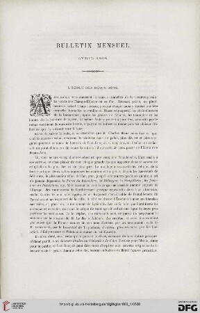 Bulletin mensuel: Avril 1866