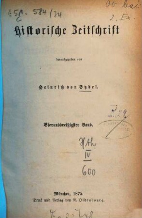 Historische Zeitschrift : HZ. 34. 1875