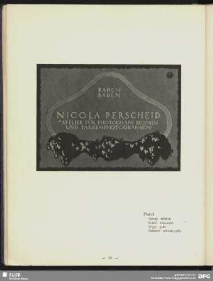 Nicola Perscheid Atelier für photograph. Bildnisse und Farbenphotographie