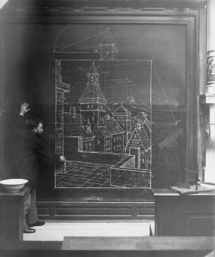 Professor Max Kleiber beim Unterricht (Architektur, Perspektive) an der königlich bayerischen Akademie der bildenden Künste in München