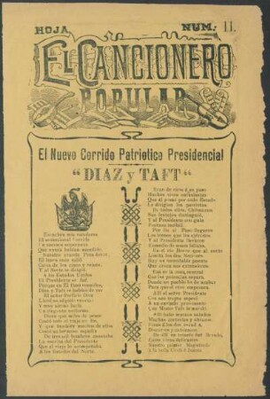 El nuevo corrido patriótico presidencial "Díaz y Taft"