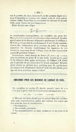 Concours pour les bourses de licence en 1893.