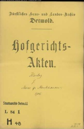 Hartog, Amtsvogt gegen Meier zu Menkhausen - Schuldforderung