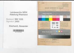 Entnazifizierung Alexander Eberhardt , geb. 11.04.1911 (Kokereiassistent)