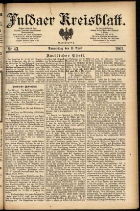 Erste Ausgabe vom Donnerstag, den 11. April 1901.