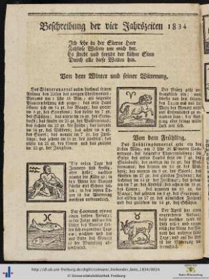 Beschreibung der vier Jahrszeiten 1834.