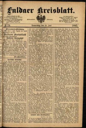 Ausgabe vom Donnerstag, den 25. Juni 1885.